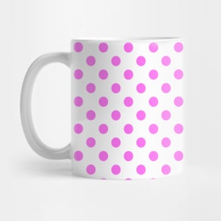 Pink Polka Dots Pattern on White Background Mug